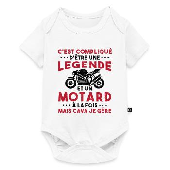 C'est compliqué d'être une Légende et un Motard - Body à manches courtes Premium Bébé - blanc - Devant
