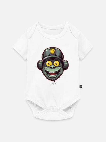 Funky, lustiger, freundlicher Affe - Baby Premium Kurzarmbody - Weiß