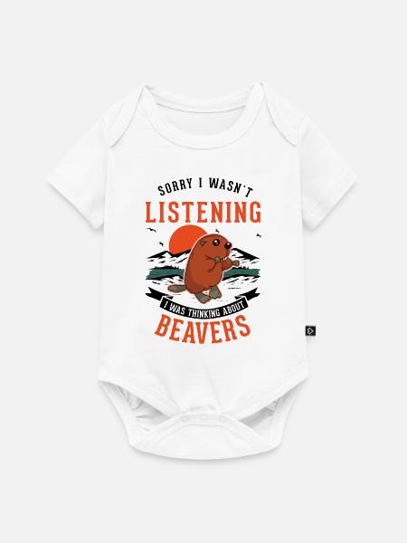 Biber Biberdamm Geschenk Beaver - Baby Premium Kurzarmbody - Weiß