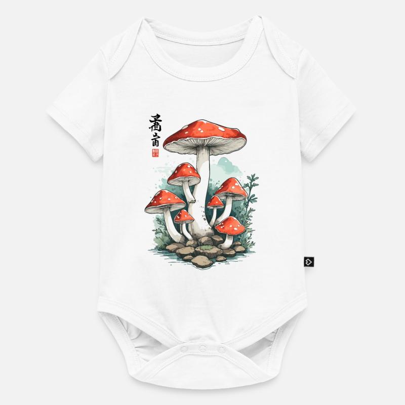 Magic Toadstool Japan Cottagecore Design - Baby Premium short-sleeve bodysuit - white