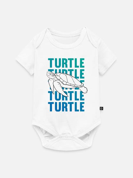 TURTLE Schattenbild Wortkunst Geschenk - Baby Premium Kurzarmbody - Weiß