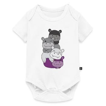 Asexuel Drapeau Fierté LGBTQ Mignon Hippopotame Bouquet - Body à manches courtes Premium Bébé - blanc - Devant
