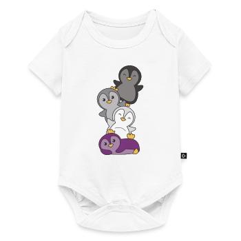 Asexual Flag Pride LGBTQ Cute Penguin Bunch - Baby Premium short-sleeve bodysuit - white - Front