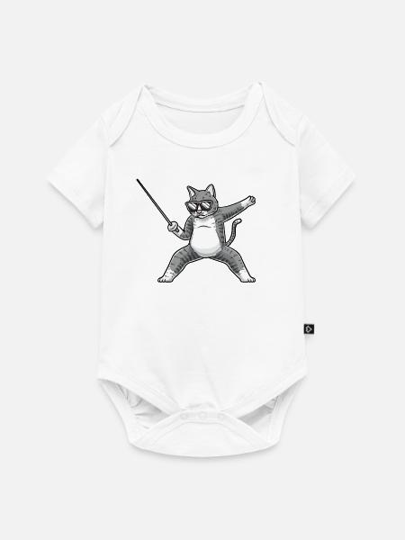 Fechten Katze Fechter degenkämpferfechter - Baby Premium Kurzarmbody - Weiß
