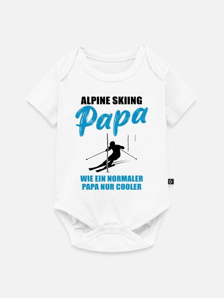 Alpiner Ski-Papa Geschenk - Baby Premium Kurzarmbody - Weiß