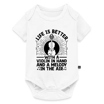 Das Leben ist besser mit einer Geige in der Hand und einer Melodie - Baby Premium Kurzarmbody - Weiß - Vorne