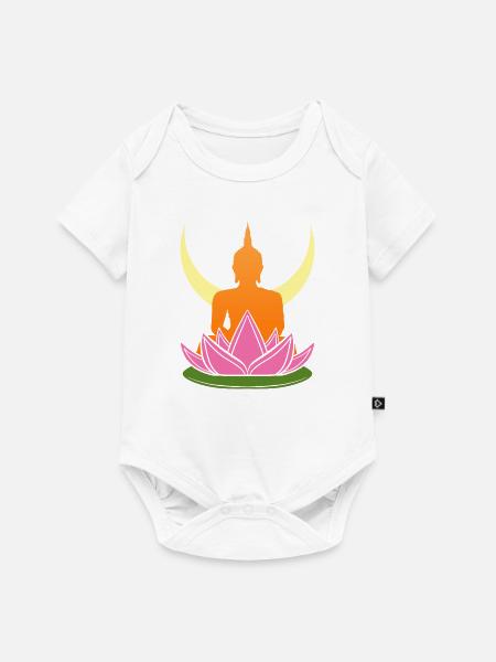 Buddha Mönch Namaste Buddhismus I Geschenk - Baby Premium Kurzarmbody - Weiß