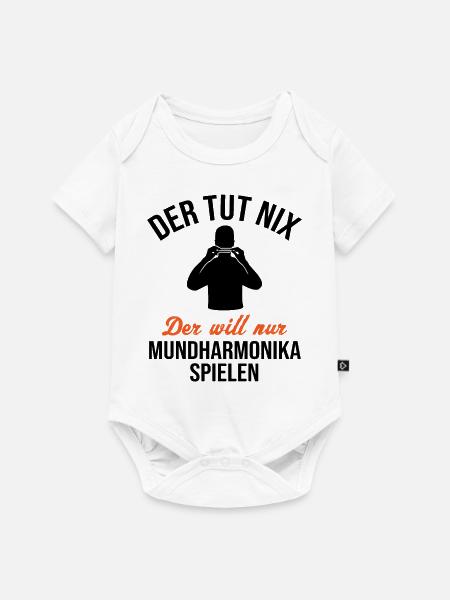 Friedliche Musikliebe Mundharmonika - Baby Premium Kurzarmbody - Weiß