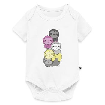 Perigirl drapeau fierté LGBTQ mignon paresseux pile - Body à manches courtes Premium Bébé - blanc - Devant