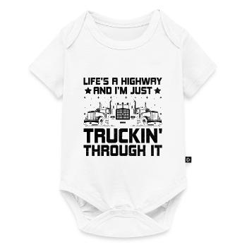 Trucker Driving Dad Trucker Father Truck Driver - Baby Premium short-sleeve bodysuit - white - Front