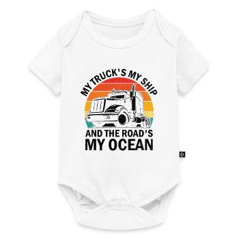 Trucker Driving Dad Trucker Father Truck Driver - Baby Premium short-sleeve bodysuit - white - Front