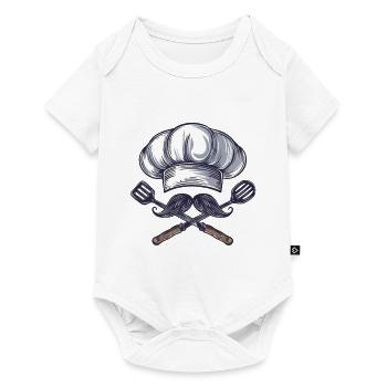 Avec une moustache et une croix : un chef cuisinier - Body à manches courtes Premium Bébé - blanc - Devant