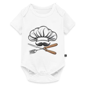 Avec moustache et toque de chef : La cuisine croisée - Body à manches courtes Premium Bébé - blanc - Devant