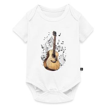 Stylized Acoustic Guitar Surrounded by Musical Notes - Baby Premium short-sleeve bodysuit - white - Front