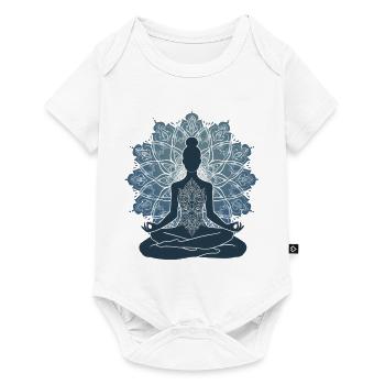 The Silence of Yoga: A Silhouette in Pose with M - Baby Premium short-sleeve bodysuit - white - Front