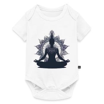 Serenes Yoga Pose Silhouette with Mandala - Baby Premium short-sleeve bodysuit - white - Front