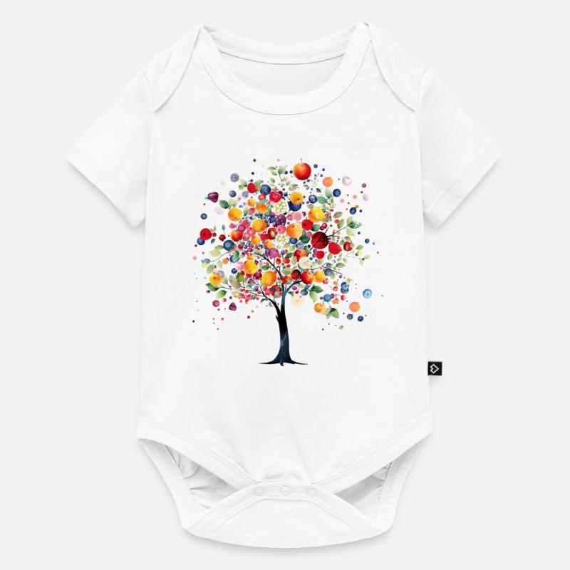 Arbre fruitier coloré dans une lumière magique - Body à manches courtes Premium Bébé - blanc