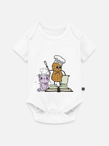 ERDNUSS KOCH FREUNDE KOCHEN - Baby Premium Kurzarmbody - Weiß