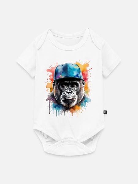 Gorilla Snapback Cap Affe Cool Tier Design Print - Baby Premium Kurzarmbody - Weiß
