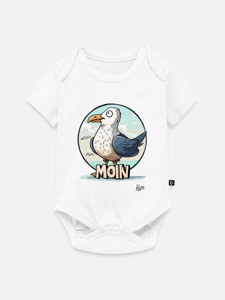 Lustige Möwe sagt "Moin" - Baby Premium Kurzarmbody - Weiß