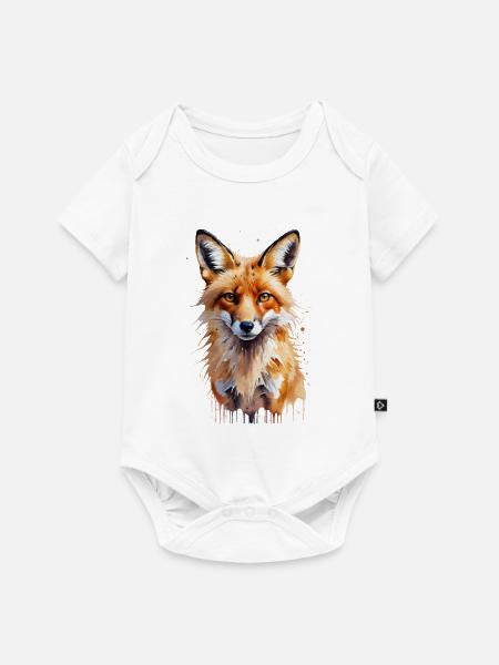 Verspieltes Fuchs Aquarell - Baby Premium Kurzarmbody - Weiß