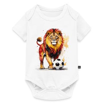 Löwe Fußball Bunt Belgien Tier Design Print - Baby Premium Kurzarmbody - Weiß - Vorne