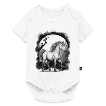 Licorne Licornes Conte de fées Cheval Chevaux Forêt - Body à manches courtes Premium Bébé - blanc - Devant