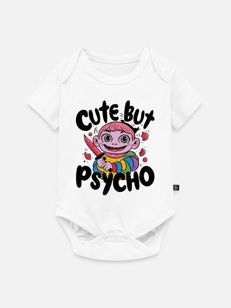 NIEDLICH, ABER PSYCHO - Baby Premium Kurzarmbody - Weiß
