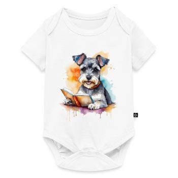 Schnauzer miniature lisant chien drôle animal design imprimer - Body à manches courtes Premium Bébé - blanc - Devant
