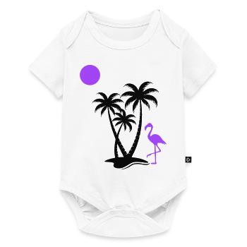 Flamingo Palm Trees - Baby Premium short-sleeve bodysuit - white - Front