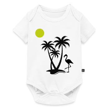 Flamingo Palm Trees - Baby Premium short-sleeve bodysuit - white - Front