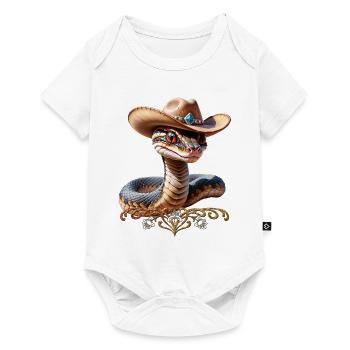 Serpent mignon avec chapeau de cow-boy - Body à manches courtes Premium Bébé - blanc - Devant