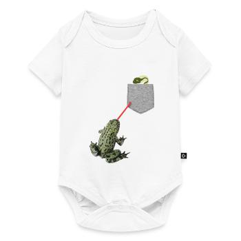 Froschzunge, die nach Kaulquappe in Ihrer Tasche greift - Baby Premium Kurzarmbody - Weiß - Vorne