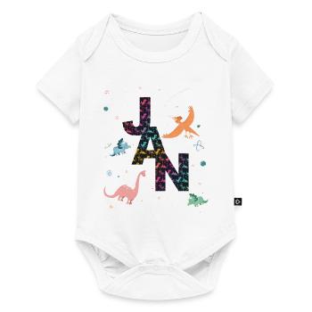 JAN - Beautiful boy name with dinosaur - Baby Premium short-sleeve bodysuit - white - Front