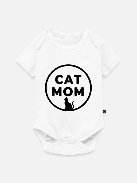 KATZENMAMA (DUNKLES TEXTDESIGN) - Baby Premium Kurzarmbody - Weiß