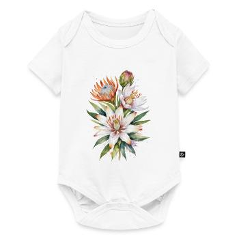 Asiatische Lilien und Protea-Blüten Aquarellkunst - Baby Premium Kurzarmbody - Weiß - Vorne