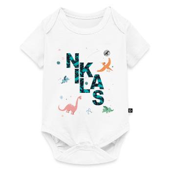 NIKLAS - Beautiful boy name with dinosaur - Baby Premium short-sleeve bodysuit - white - Front