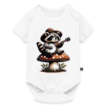 Gemütlicher Cottagecore Waschbär spielt Banjo - Baby Premium Kurzarmbody - Weiß - Vorne