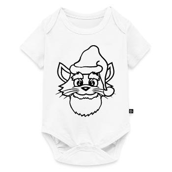Chat du Père Noël Tête de chapeau de Noël d’hiver - Body à manches courtes Premium Bébé - blanc - Devant