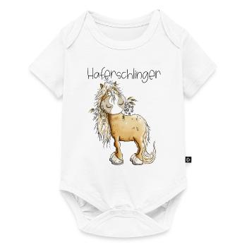 Haflinger Pferd Haferschlinger Wortspiel - Baby Premium Kurzarmbody - Weiß - Vorne
