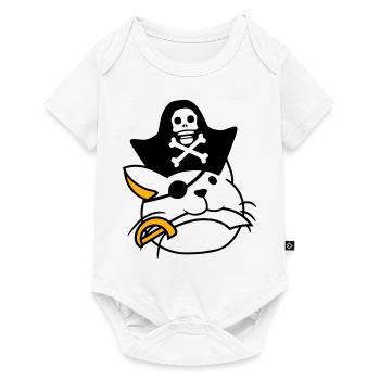 Mignon Pirate Cat Buccaneer Oeil Patch Chapeau Sabre - Body à manches courtes Premium Bébé - blanc - Devant