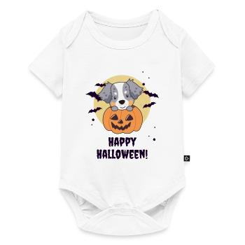 Australian Sheperd in Kürbis süß Happy Halloween - Baby Premium Kurzarmbody - Weiß - Vorne