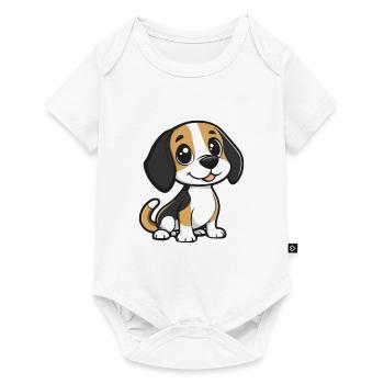 Beagle Hund Comic Niedlich - Baby Premium Kurzarmbody - Weiß - Vorne