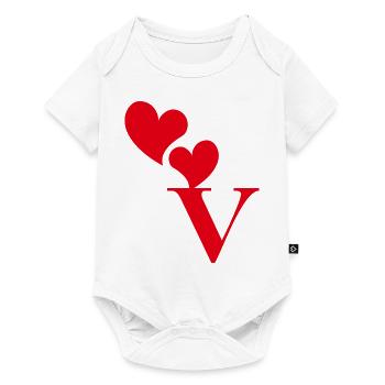 Lettre v cœur rouge - Body à manches courtes Premium Bébé - blanc - Devant