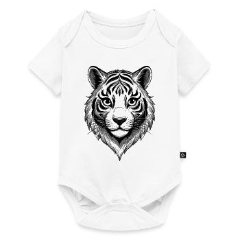 Tiger-Illustration urban Style Shirt - Baby Premium Kurzarmbody - Weiß - Vorne