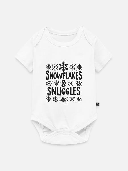 Schneeflocken und Kuscheln - Baby Premium Kurzarmbody - Weiß