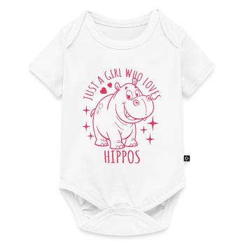Just a girl who loves hippos - Cartoon - Baby Premium Kurzarmbody - Weiß - Vorne