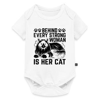 Derrière chaque femme forte se cache son chat Ragdoll Lover - Body à manches courtes Premium Bébé - blanc - Devant