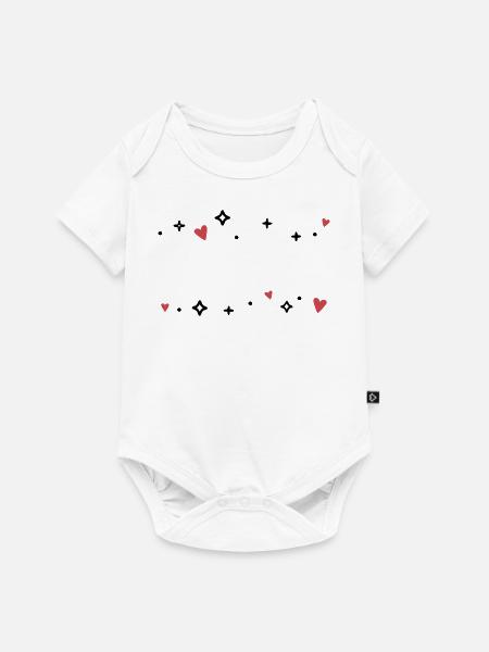 Herzen Sternchen Glitzer - Baby Premium Kurzarmbody - Weiß