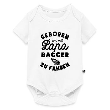 Geboren um mit Papa Bagger zu fahren - Baby Premium Kurzarmbody - Weiß - Vorne